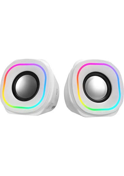 MD-180 2.0 3W*2 Beyaz Rgb Aydınlatmalı USB + 3.5mm USB 5V Speaker Hoparlör