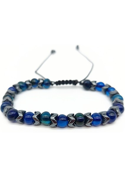 Hematit ve Mavi Baltık Damla Kehribar Bileklik