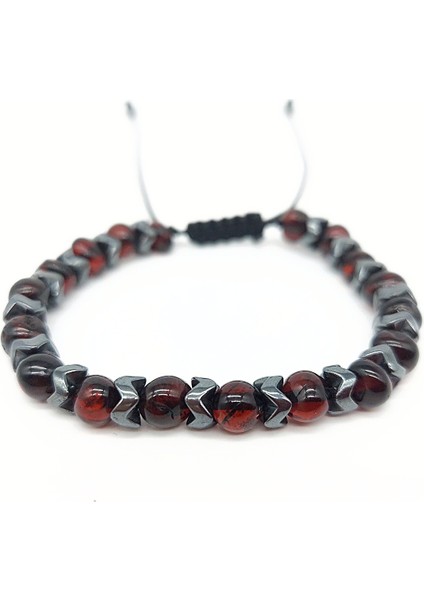 Hematit ve Vişne Baltık Damla Kehribar Bileklik