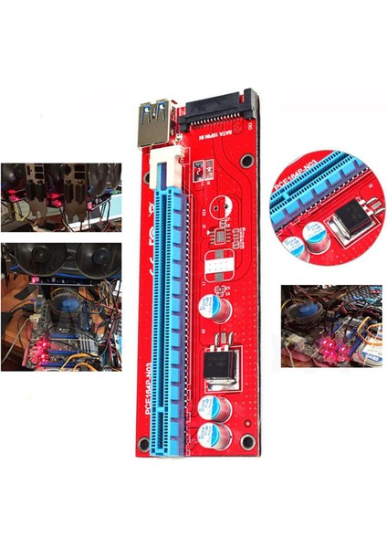 USB 3.0 164P Pcı-E Express 1x Ila 16X Genişletici Yükseltici Kart 6pin Sata Madencilik Pcı-E Express 1x Ila 16X Genişletici Yükseltici Kart (Yurt Dışından)