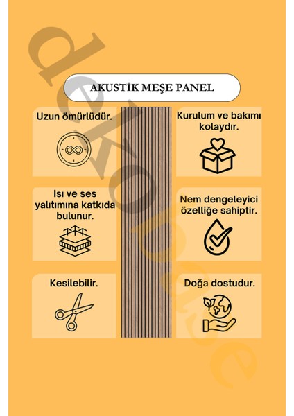 40X240 cm Meşe Renk Akustik Ahşap Duvar Paneli