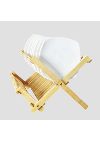 Bambu Tabaklık Katlanabilir Bulaşıklık Büyük Boy Bambu Bulaşıklık