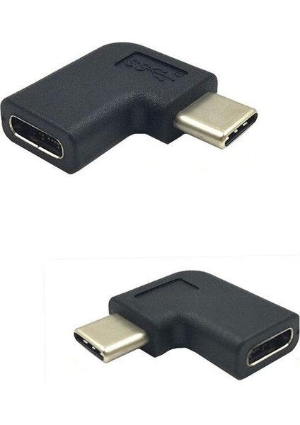 USB 3.1 Tip C Dişi - Erkek 90 Derece Açı Sol Sağ Adaptör Dönüştürücü Konektörü Usb-C (Yurt Dışından)