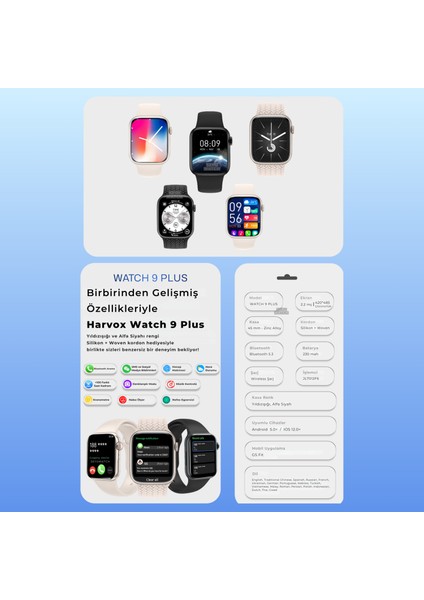 Watch 9 Plus Harvox Akıllı Saat Iphone ve Android Tüm Telefonlara Uyumlu