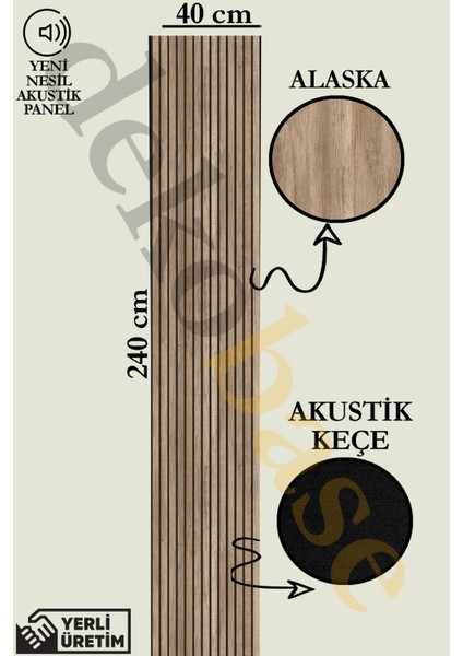 40X240 cm Koyu Meşe Renk Akustik Ahşap Duvar Paneli