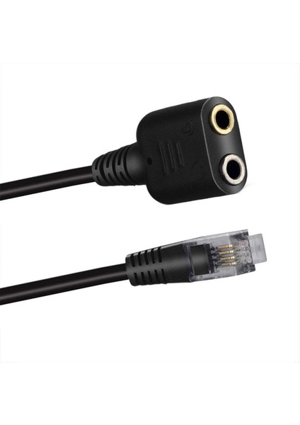 Çift 3,5 mm Dişi Ses Soketi - Rj9 Erkek Modüler Fiş Adaptör Kablosu Kulaklık Kulaklık Adater Kablosu - 6 Inç (Yurt Dışından)