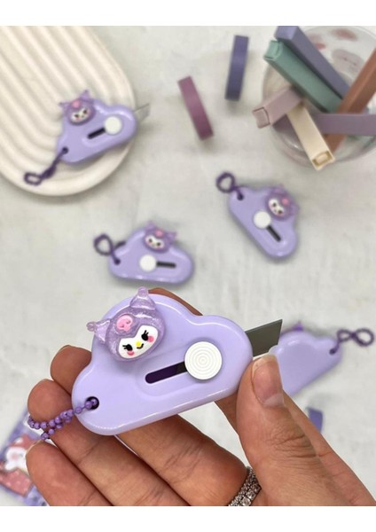 Sanrio Kuromi Karakterli Mor Mini Maket Bıçağı / Sanat Bıçağı / Bullet Journal / Scrapbook