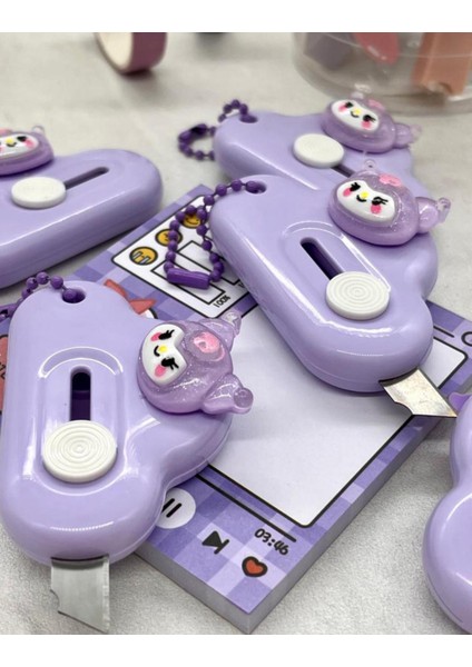 Sanrio Kuromi Karakterli Mor Mini Maket Bıçağı / Sanat Bıçağı / Bullet Journal / Scrapbook indirimleri