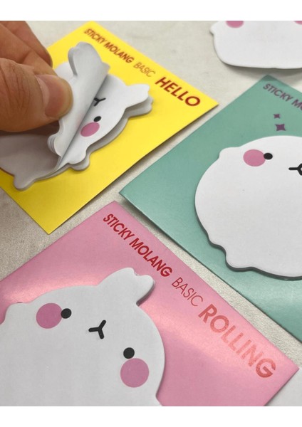 Molang 3'Lü Post-It Seti / Sticky Note / Yapışkanlı Not Kağıdı / Bullet Journal / Scrapbook