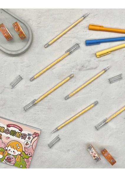 Kalem Görünümlü Sarı Pullu Seramik Uçlu Maket Bıçağı / Sanat Bıçağı / Bullet Journal