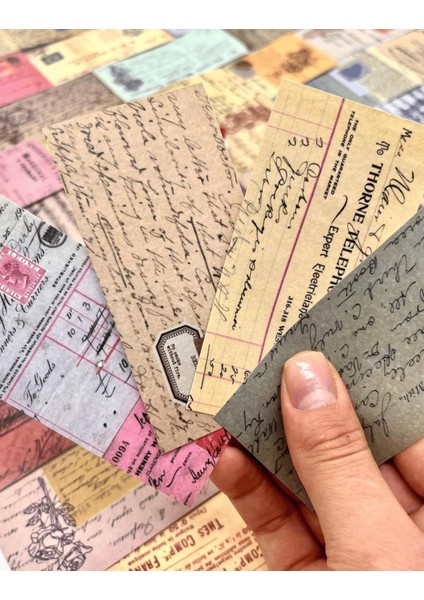 Vintage Mektup Ve Zarf Desenli 50 Yaprak Kırmızı Defter Sticker / Bullet Journal / Scrapbook modelleri