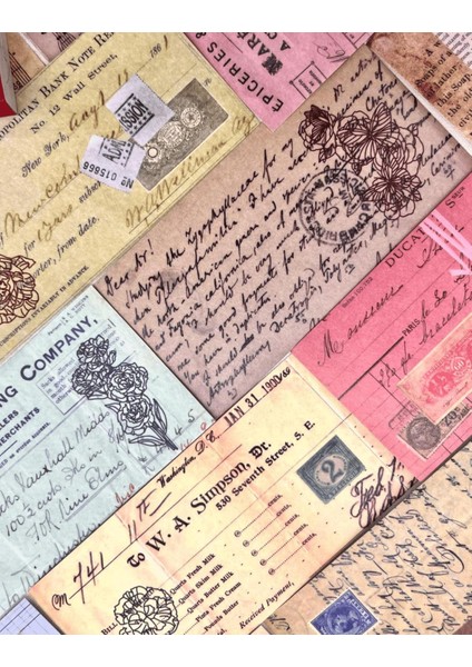Vintage Mektup Ve Zarf Desenli 50 Yaprak Kırmızı Defter Sticker / Bullet Journal / Scrapbook indirimleri