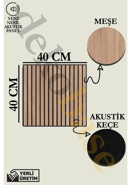 40X40 Meşe Renk Akustik Ahşap Duvar Paneli