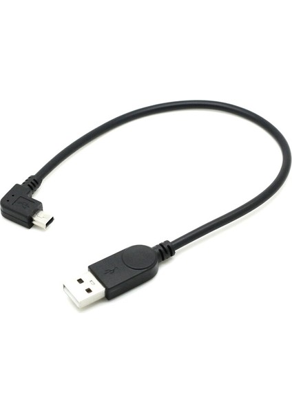 25 cm 90 Derece Sol Açılı Mini Usb'den USB 2.0 Erkek A Data Sync Şarj Kablosu (Yurt Dışından)