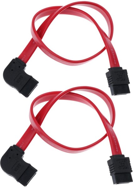 2 Parça 12 Inç Sata Iıı Kablolar 6gbps 90 Derece Sol Açı Kilitleme Mandalı Kırmızı (Yurt Dışından)