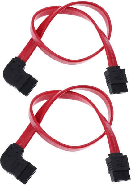 2 Parça 12 Inç Sata Iıı Kablolar 6gbps 90 Derece Sol Açı Kilitleme Mandalı Kırmızı (Yurt Dışından)