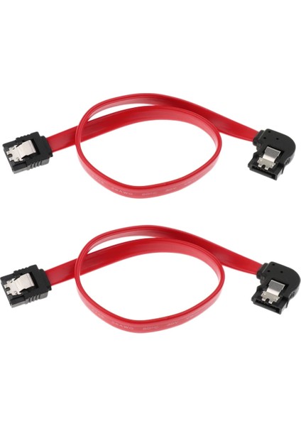 2 Parça 12 Inç Sata Iıı Kablolar 6gbps 90 Derece Sol Açı Kilitleme Mandalı Kırmızı (Yurt Dışından)