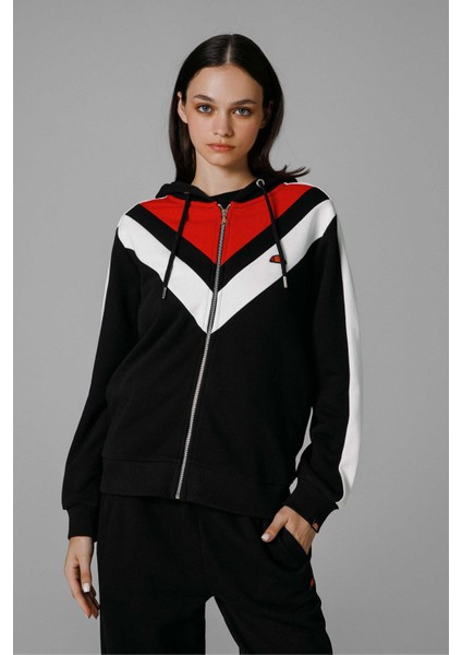 Fermuarlı Kapüşonlu Kadın Sweat EF172-BK