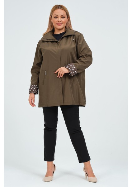 Seyhan Büyük Beden Kadın Mevsimlik Astarlı Kısa Polyester Trençkot