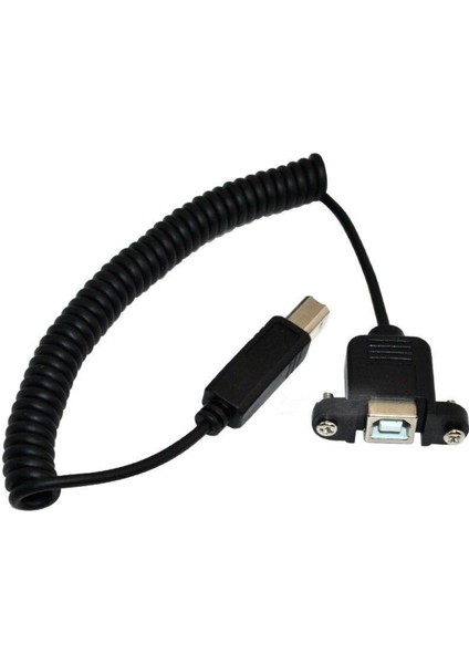 USB Tip B Erkek - Dişi Kablo USB 2.0 B Dişi Panel Montajlı - B Erkek Uzatma Sarmal Spiral Kablo 1 M/100 cm (Yurt Dışından)