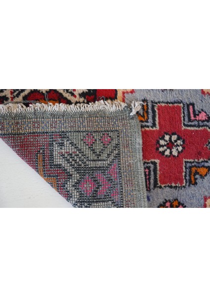 57X90 cm Yıkanabilir Küçük Boy Kırmızı Renkli El Dokuma Antik Kilim