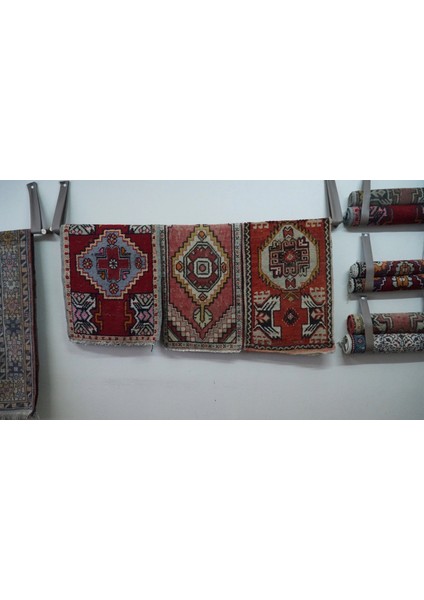 57X90 cm Yıkanabilir Küçük Boy Kırmızı Renkli El Dokuma Antik Kilim