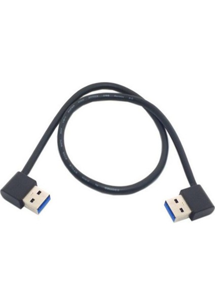 Usb3.0 USB 3.0 Tip A Erkek 90 Derece Sol Açılı - Sağ Açılı Uzatma Kablosu Düz Bağlantı 50CM 0.5m (Yurt Dışından)