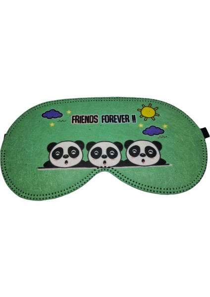 Daima Arkadaşız Yazılı Göz Bandı Sevimli Panda Uyku Bandı Friends Forever Eğlenceli Göz Dinlendirme Bandı