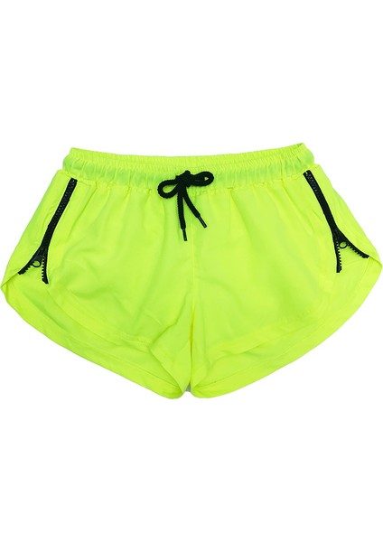 Fermuar Detaylı Yeşil +50UV Kız Çocuk Şort Mayo by Nessi Byrd
