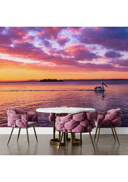 Mor Romantik Gece Deniz Kenarı Flamingo Temalı indirimleri