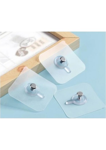 Vidalı Yapışkanlı Şeffaf Askı 4 Adet