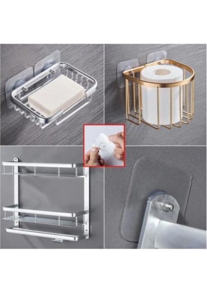 Vidalı Yapışkanlı Şeffaf Askı 4 Adet modelleri