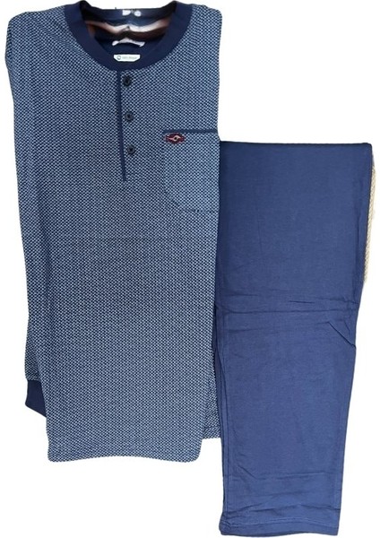 Erkek 3 Düğmeli Pamuk Süprem Göğüs Cepli Mevsimlik Uzun Kol Pijama Takımı fırsatları