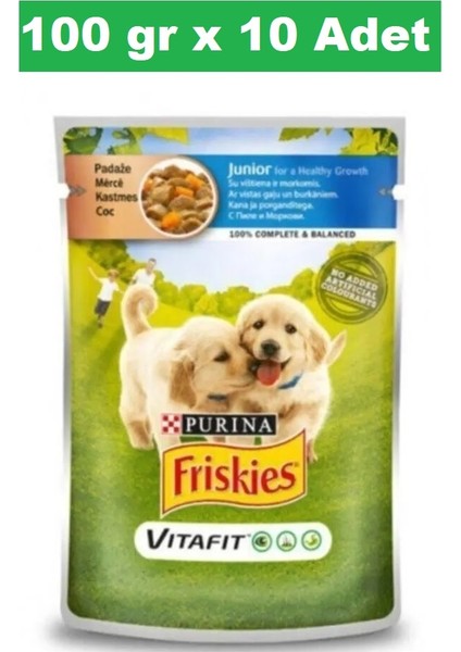 Junior Tavuklu Pouch Yavru Köpek Konservesi 100 gr  x 10 Paket