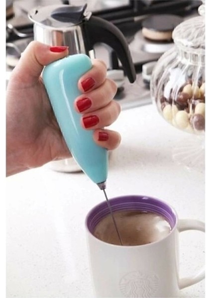 Pilli Mini Mixer Kahve Süt Köpürtücü Karıştırıcı Cappuccino Mixer