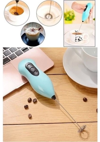 Pilli Mini Mixer Kahve Süt Köpürtücü Karıştırıcı Cappuccino Mixer