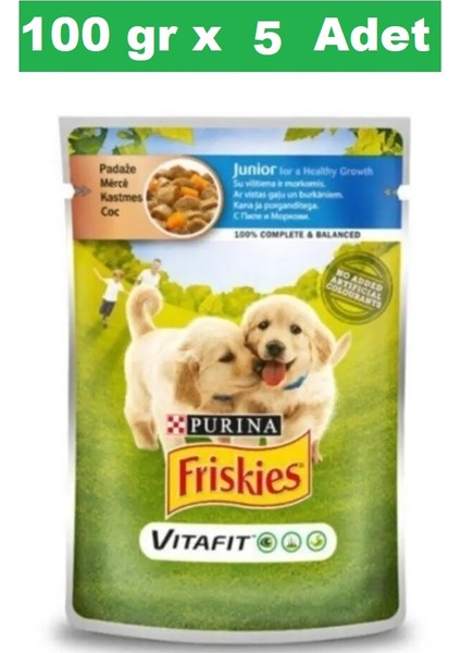 Junior Tavuklu Pouch Yavru Köpek Konservesi 100 gr x 5 Paket