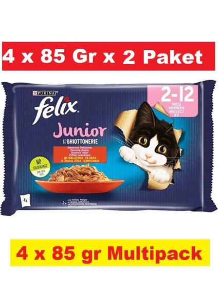 Multipack Sığır ve Tavuk Etli Yavru Kedi Yaş Maması 4 x 85 gr x 2 Adet