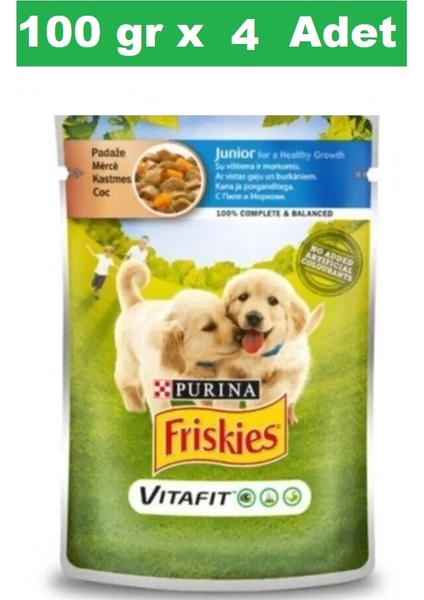 Junior Tavuklu Pouch Yavru Köpek Konservesi 100 gr x 4 Paket