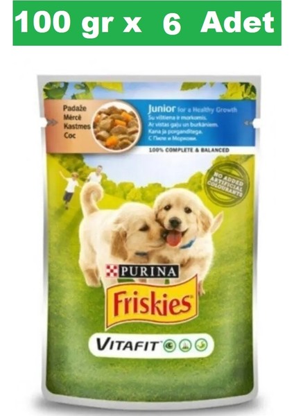 Junior Tavuklu Pouch Yavru Köpek Konservesi 100 gr x 6 Paket