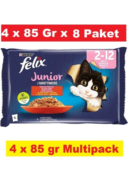 Multipack Sığır ve Tavuk Etli Yavru Kedi Yaş Maması 4 x 85 gr x 8 Adet