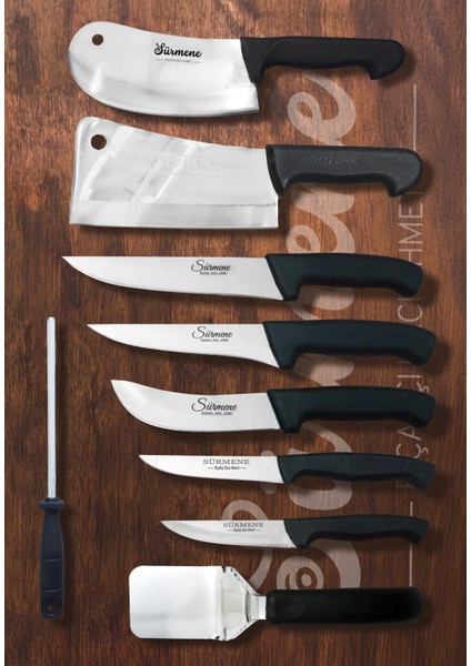 9 Parça Mutfak Çeyiz Seti Detaylı Sürmene Takım Günlük Kullanım Et Ekmek Sebze Bıçak Seti