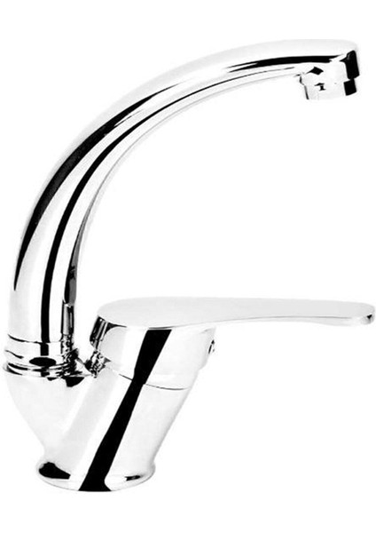 Kısa Borulu Kuğu Tasarımlı Lavabo Musluğu - Çift Su Girişi, Pirinç ve Krom Kaplama, 40 Kartuş, 5 Yıl Garanti