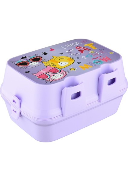 Baskılı Iki Katlı Bölmeli Beslenme Kutusu