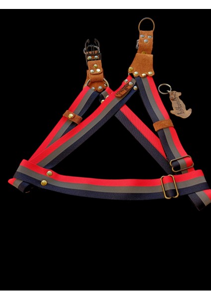 Köpek göğüs tasması orta ve büyük ırk yumuşak kolon üç renkli hakiki süet deri genişlik:3cm göğüs ölçüsü:50-90cm ayarlamalı dog harness GT4-19