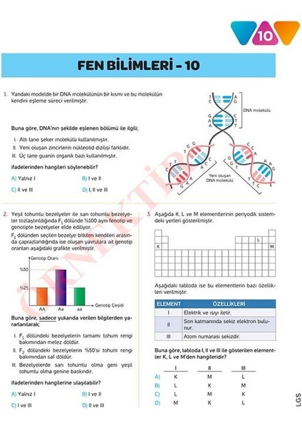 Lgs Fen Bilimleri 10'lu Branş Denemeleri | Video Çözümlü | Meb Müfredatına Uygun