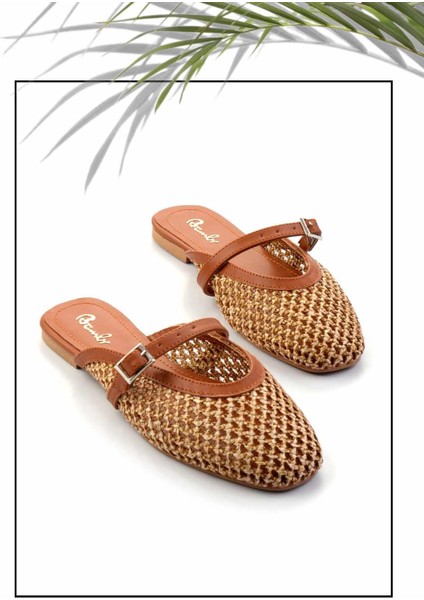 Taba Kadın Terlik Tekstil Malzeme ile Yaz Sezonu