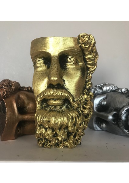 Ev Dekor Dekoratif Gold Eskitme Poseidon Beton Biblo Heykel Duvar Dekoru