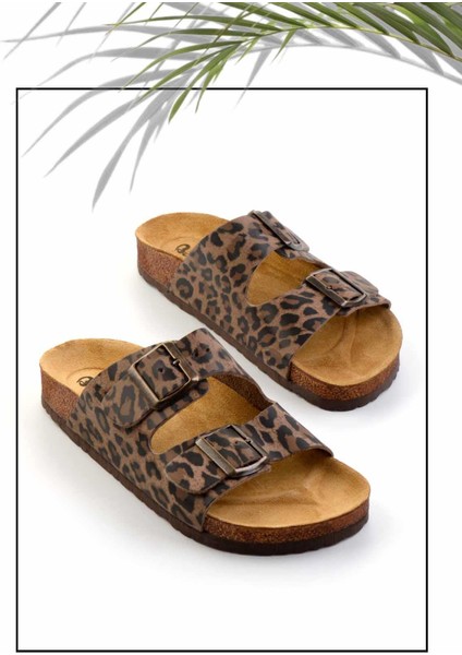Leopar Deri Kadın Terlik K04819182203