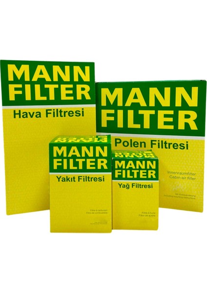 Audi A3 1.8 Tfsı Benzinli Mann Filtre Seti 2007-2012 Hava+Yağ+Yakıt+Standart Polen
